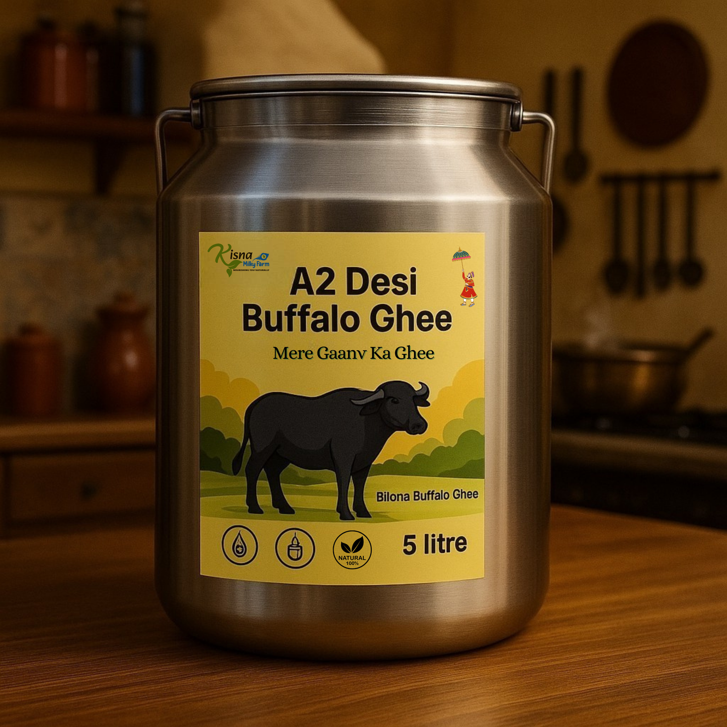 A2 Desi Buffalo Ghee | Made by the ancient Vedic Bilona process