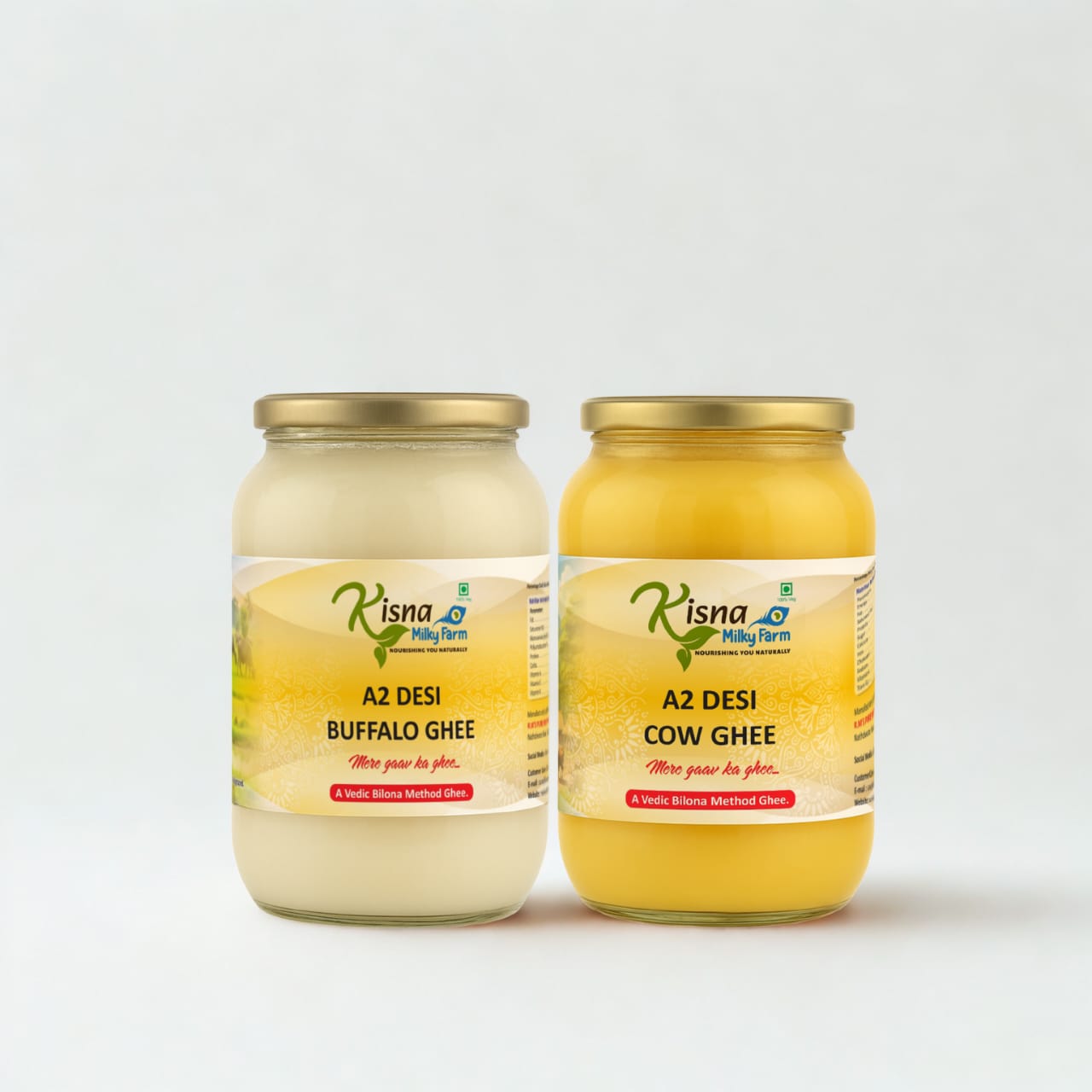 Buffalo Ghee 500ml And Cow Ghee 500ml Combo